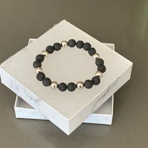 Lava Stone With Silver Beads